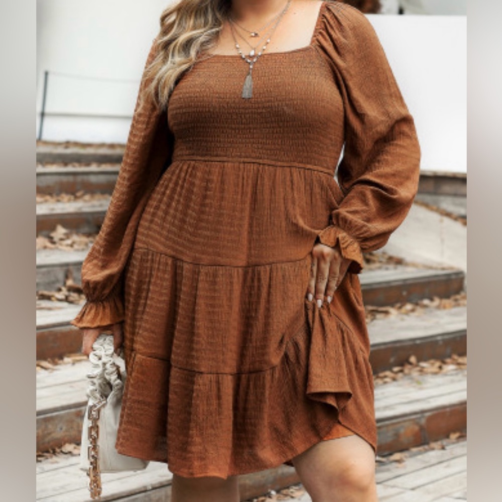Plus size ruffled sleeve dress